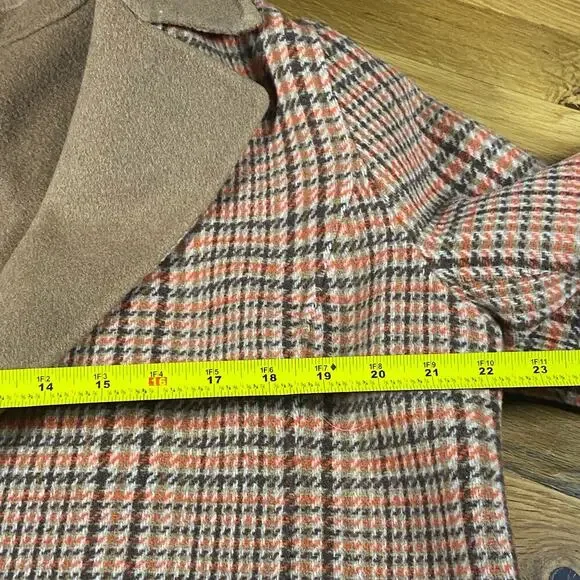 NEW Talbots Coat 12 Wool Blend Campfire Plaid Classic Lapel Patch Pockets Long - Picture 11 of 15